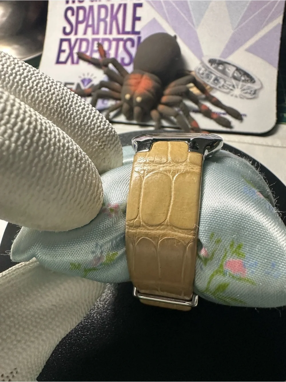 Women's Silver Dial Watch with Beige Leather Strap